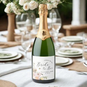 Rustic Wildflower Bride to Bee Bridal Shower Sparkling Wine Label