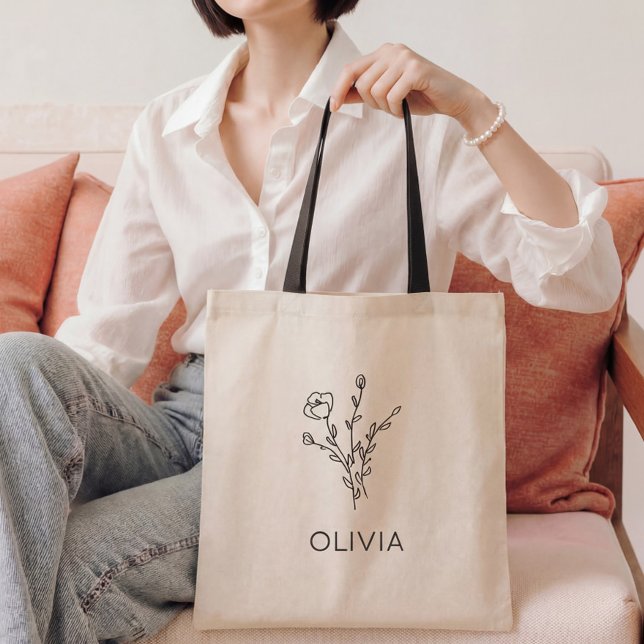 Rustic Wildflower Bridesmaid Name Tote Bag (Creator Uploaded)