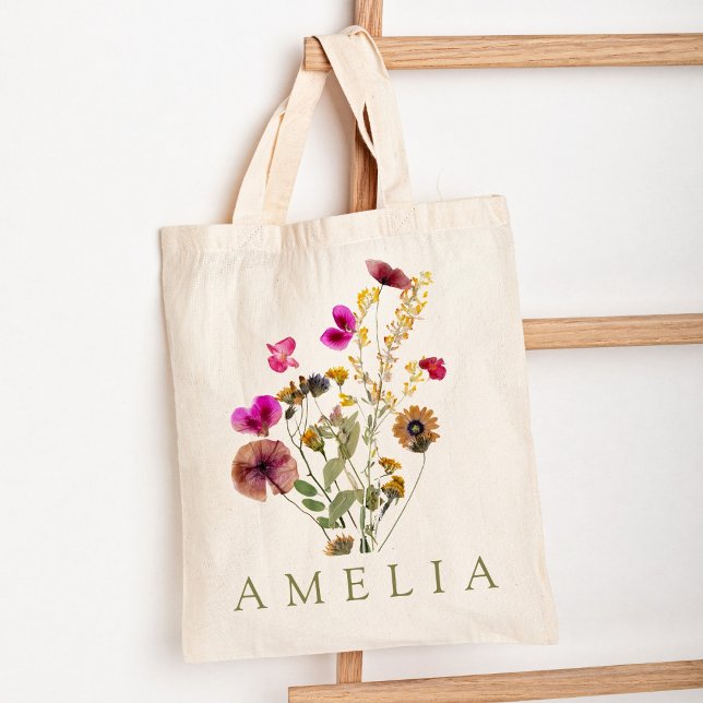 Rustic Wildflower Bridesmaid Name  Tote Bag (Creator Uploaded)
