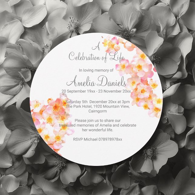 Rustic Wildflower Celebration of Life Card (Country flowerCelebration of Life invitations.)