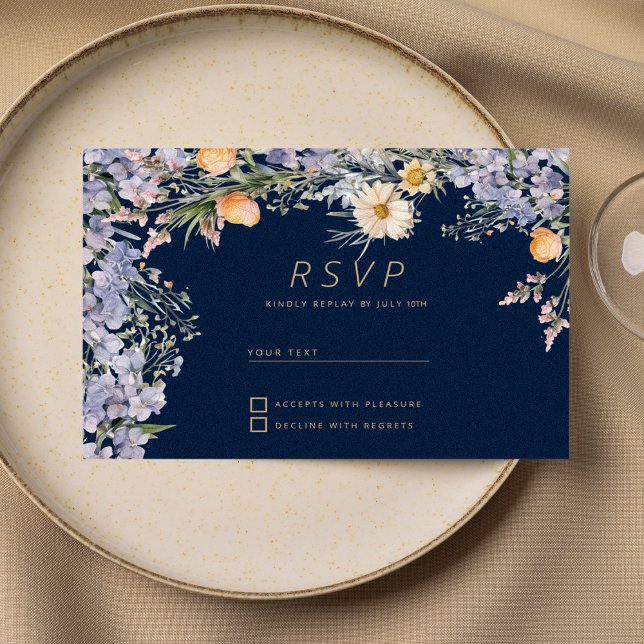 Rustic wildflower country flowers RSVP Invitation (Rustic wildflower country flowers RSVP )