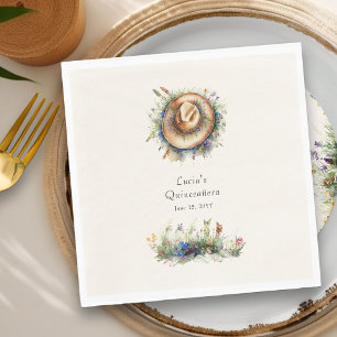 Rustic Wildflower Cowgirl Hat Floral Quinceanera Napkin