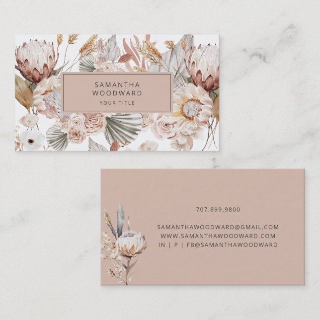 Rustic Wildflower Cream Terracotta Professional Business Card (Front/Back)
