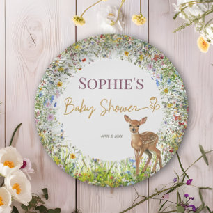 Rustic Wildflower Deer Pastel Baby Shower Plates