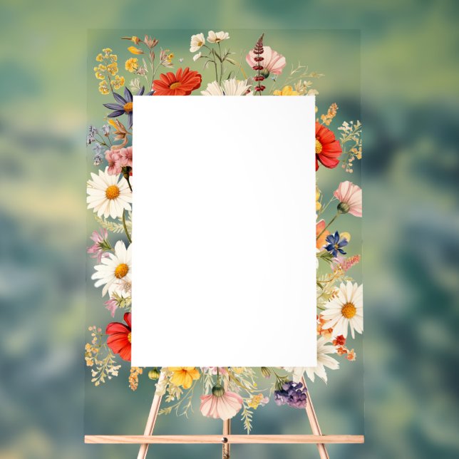 Rustic Wildflower Elegant Country Floral Acrylic Sign (Neutral)