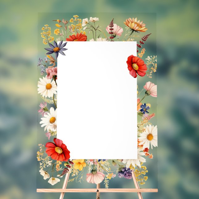 Rustic Wildflower Elegant Country Floral Acrylic Sign (Neutral)