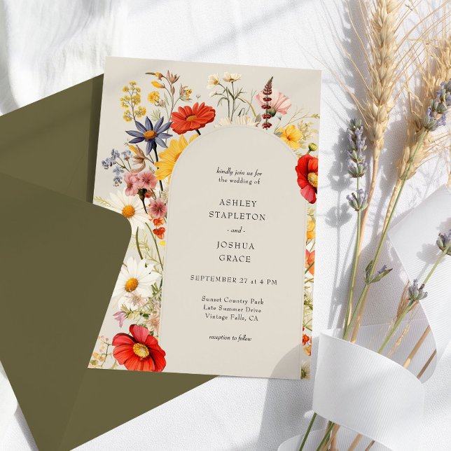 Rustic Wildflower Elegant  Floral Arch Wedding Invitation (Floral Arch wedding invitation from my Rustic Wildflower Wedding Collection)