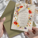 Rustic Wildflower Elegant  Floral Wedding Invitation<br><div class="desc">Rustic wildflower wedding invitation with elegant floral design. The modern oval frame of vibrant vintage botanical wild flowers and detailed blooms in rich, warm earthy neutral tones. A gorgeous design with summer and fall colours of red orange yellow pink blue and cream on a neutral background, helping you set the...</div>