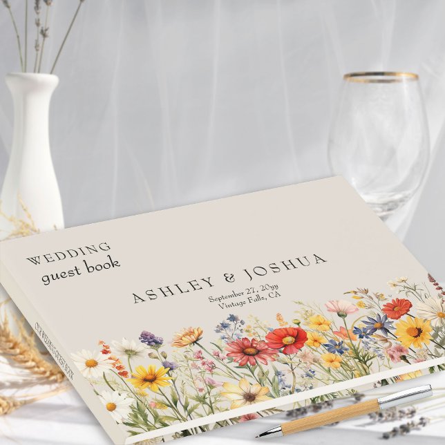 Rustic Wildflower Fall and Summer Floral Wedding Guest Book (Floral Wedding Guest Book from the Rustic Wildflower Wedding Collection by Darling & May)