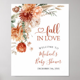 Rustic Wildflower Fall in Love Baby Shower Welcome Poster