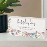 Rustic Wildflower Family Name and Kids Names Wooden Box Sign<br><div class="desc">Rustic wildflower wooden box sign personalised with family name, kids name or everyone's first names and established date. The design features watercolor country wild flowers including poppy, daisy, cornflower, coneflower, clover and seedhead. It is lettered with casual modern script and classic typography. Feel free to change the font or background...</div>