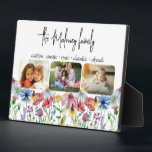 Rustic Wildflower Family Name Kids Names 3 Photo Plaque<br><div class="desc">Rustic wildflower photo display personalised with 3 of your favourite photos, family name, kids name or everyone's first names. The design features watercolor country wild flowers including poppy, daisy, cornflower, coneflower, clover and seedhead. Your photos are displayed in rounded rectangle shapes and, if you have any problems with placement, try...</div>