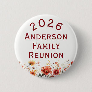 Rustic Wildflower Family Reunion Bulk Roll 6 Cm Round Badge