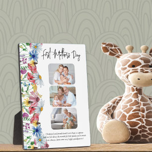Rustic Wildflower First Mother's Day 3 Photo Plaque