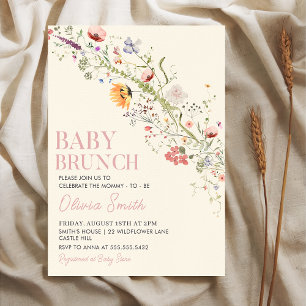 Rustic Wildflower Floral Baby Brunch Baby Shower Invitation