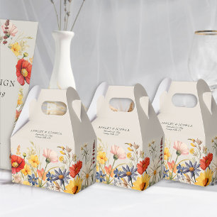Rustic Wildflower Floral Border Wedding Favour Box