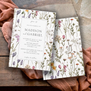 Rustic Wildflower Floral   Botanical Wedding Invitation