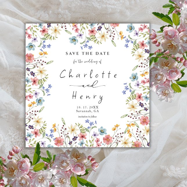 Rustic Wildflower Floral Garden Wedding Save The Date (Creator Uploaded)