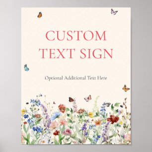 Rustic Wildflower Floral Wedding Custom Table Sign