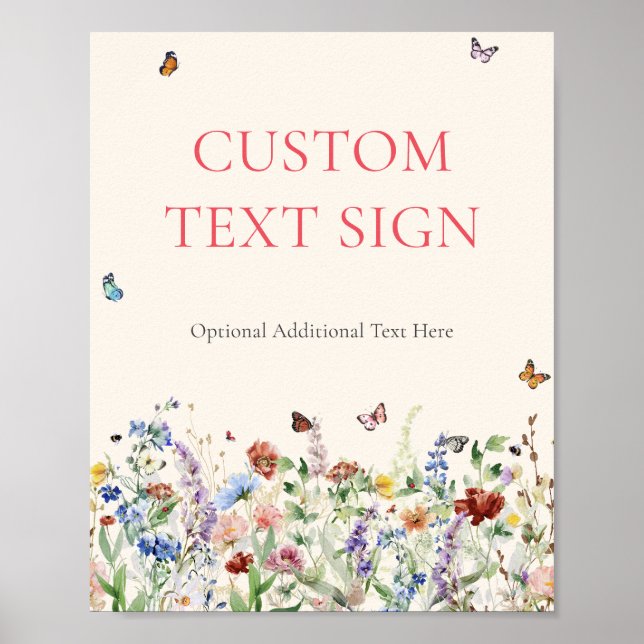 Rustic Wildflower Floral Wedding Custom Table Sign (Front)