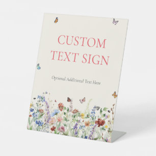 Rustic Wildflower Floral Wedding Pedestal Sign