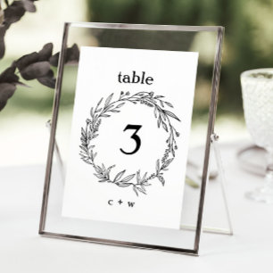Rustic Wildflower Folk Wreath Wedding Table Number