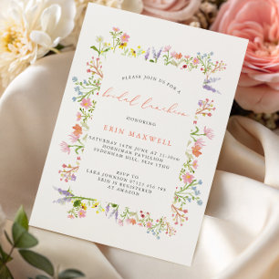 Rustic Wildflower Frame Bridal Luncheon Invitation