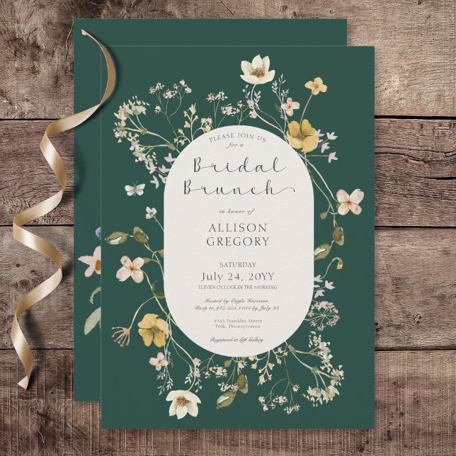 Rustic Wildflower Frame Green Bridal Brunch Invitation (Rustic Wildflower Frame Green Bridal Brunch Invitation)