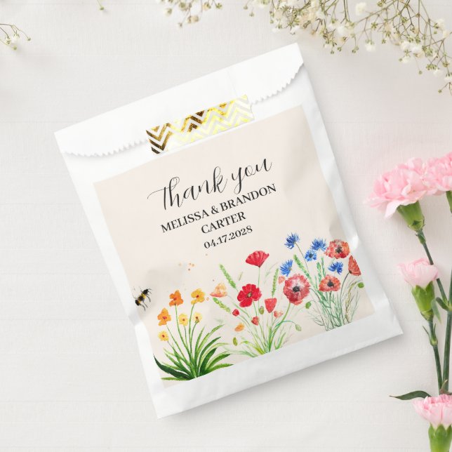 Rustic Wildflower Garden Spring Watercolor Wedding Favour Bag (Sealed)
