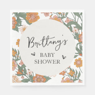 Rustic Wildflower Gender Neutral Baby Shower Napkin