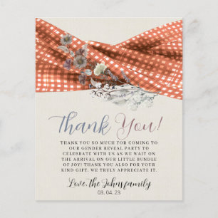 Rustic Wildflower Gender Reveal Thank you card.