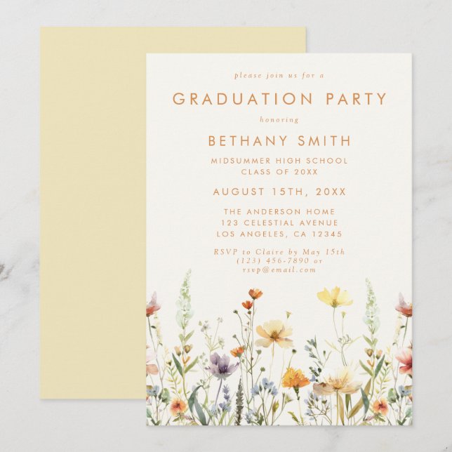 Rustic Wildflower Graduation Party Invitation (Front/Back)