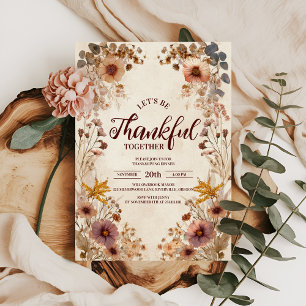 Rustic Wildflower Harvest Thanksgiving Dinner Invitation