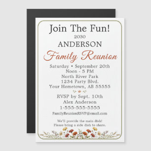 Rustic Wildflower Join The Fun Family Reunion Magnetic Invitation