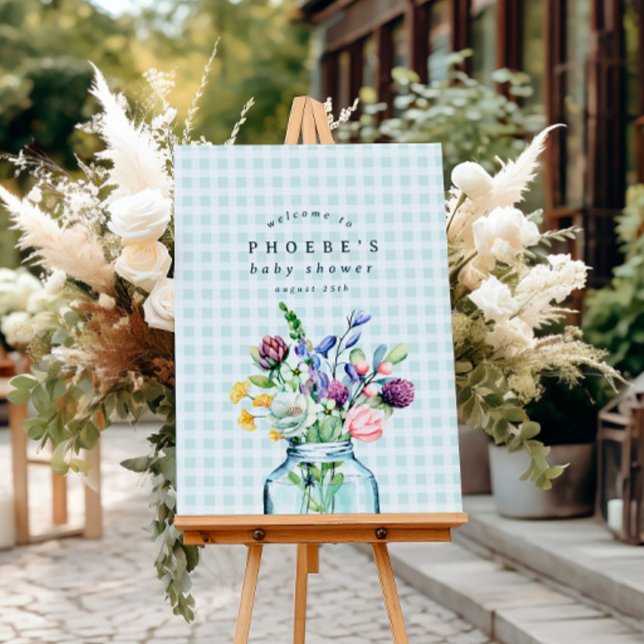 Rustic Wildflower Mason Jar Baby Shower Sign (Creator Uploaded)