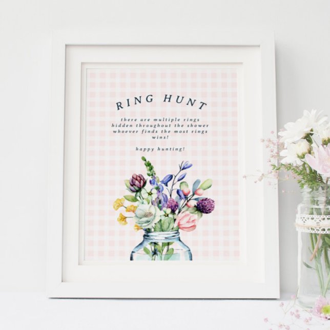 Rustic Wildflower Mason Jar Bridal Ring Hunt Game Poster (Creator Uploaded)