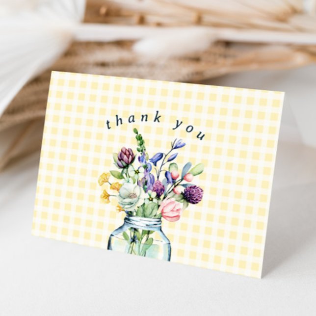Rustic Wildflower Mason Jar Bridal Shower Thank You Card (Creator Uploaded)