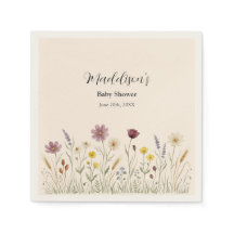 Rustic Wildflower Meadow Baby Shower Paper Napkins