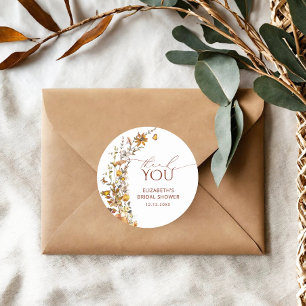 Rustic Wildflower Meadow Bridal Shower  Classic Round Sticker