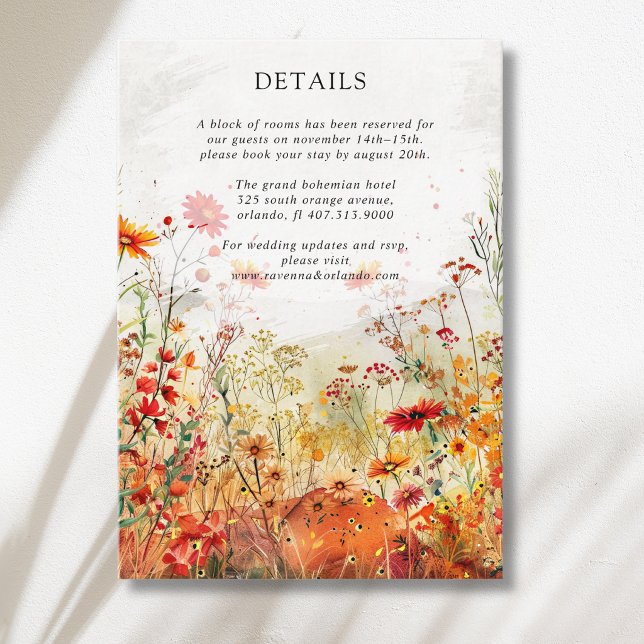 Rustic Wildflower Meadow Fall Wedding Details Enclosure Card (Creator Uploaded)