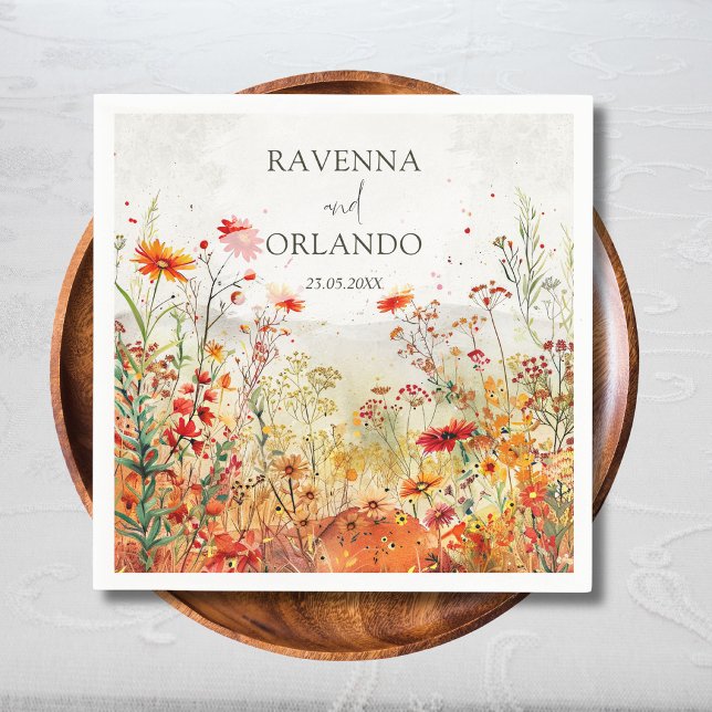 Rustic Wildflower Meadow Fall Wedding Napkin (Creator Uploaded)