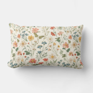 Rustic Wildflower Meadow Lumbar Cushion