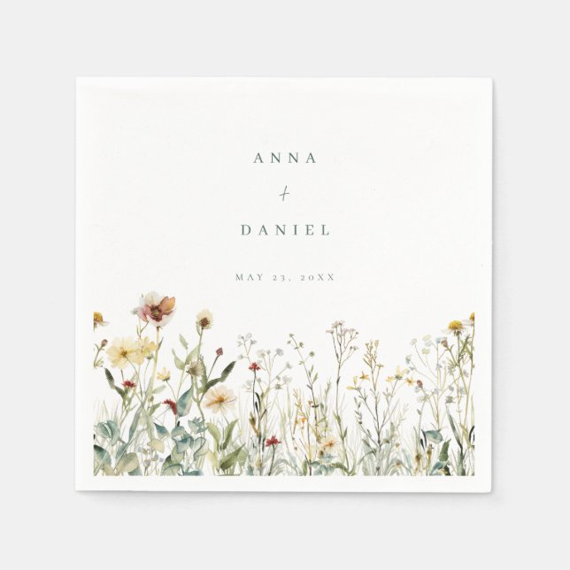 Rustic Wildflower Meadow Wedding Napkin (Front)