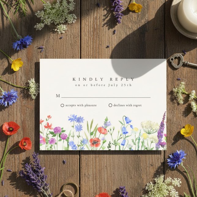 Rustic Wildflower Meadow Wedding RSVP  (Rustic Wildflower Meadow Wedding RSVP)