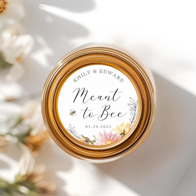 Rustic Wildflower Meant to Bee Wedding Favour Classic Round Sticker (Creator Uploaded)