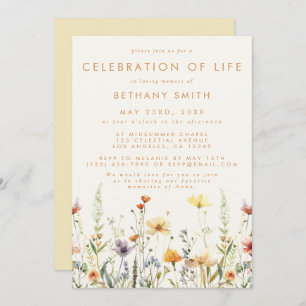 Rustic Wildflower Memorial Service Funeral Invitation