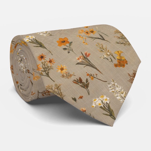 Rustic Wildflower Mix in Warm Neutrals Tie (Rolled)