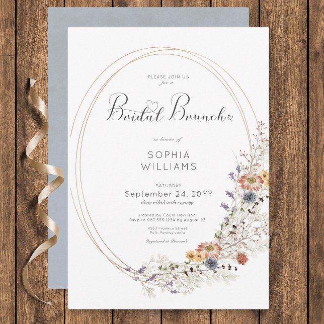 Rustic Wildflower Oval Frame Bridal Brunch Invitation (Rustic Wildflower Oval Frame Bridal Brunch Invitation)