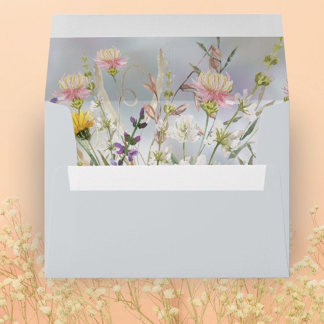 Rustic Wildflower Pastel Garden Wedding Envelope (Creator Uploaded)
