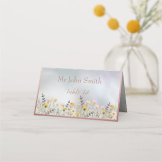 Rustic Wildflower Pastel Garden Wedding Place Card